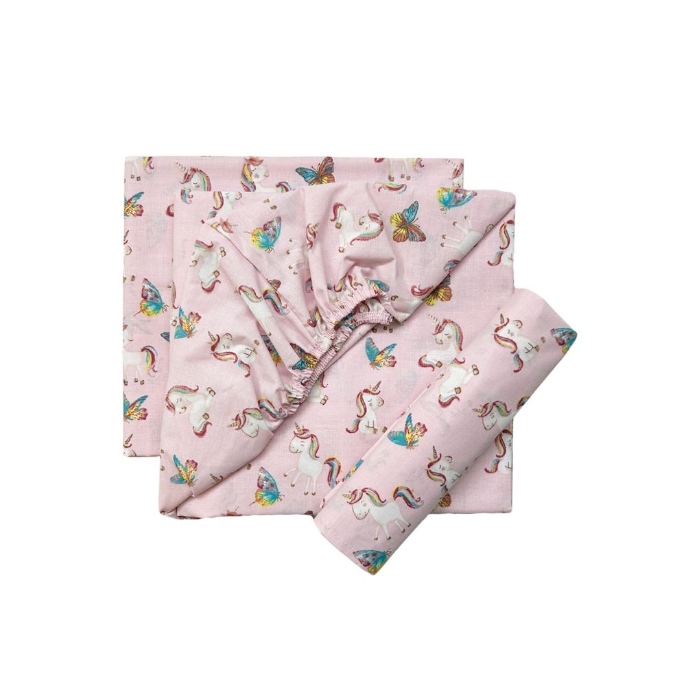 Bunnybebe Σεντόνια κούνιας σετ 3τμχ με λάστιχο Unicorn (260-unicorn-pink) Bunnybebe Σεντόνια κούνιας σετ 3τμχ με λάστιχο Unicorn (260-unicorn-pink)