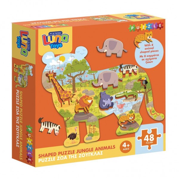 Luna Toys παζλ 48 τεμ Ζώα της Ζούγκλας  25Χ35ΕΚ με 8 σχήματα (000622475) Luna Toys παζλ 48 τεμ Ζώα της Ζούγκλας  25Χ35ΕΚ με 8 σχήματα (000622475)