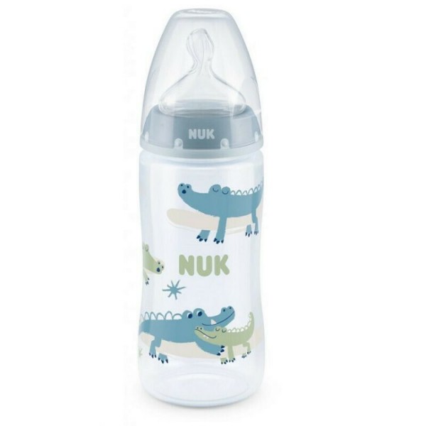 Nuk Πλαστικό Μπιμπερό First Choice Plus Temperature Control Κατά των Κολικών με Θηλή Σιλικόνης 300ml για 6-18 μηνών Μπλε Κροκοδειλάκια (10741088) Nuk Πλαστικό Μπιμπερό First Choice Plus Temperature Control Κατά των Κολικών με Θηλή Σιλικόνης 300ml για 6-18 μηνών Μπλε Κροκοδειλάκια (10741088)