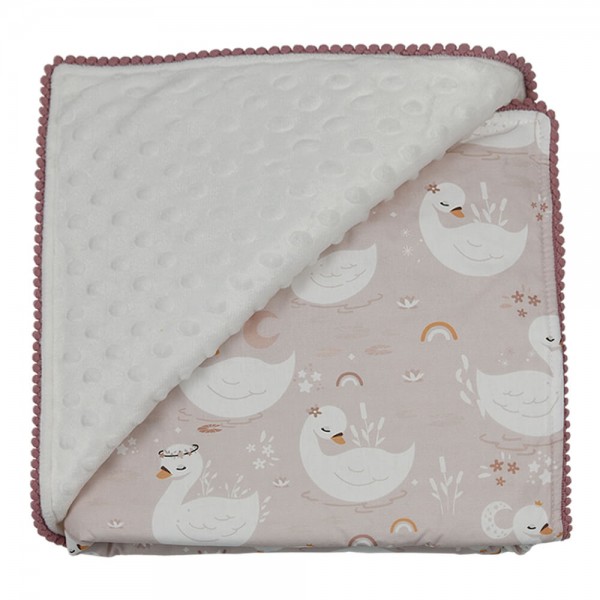 Bebestars  Bρεφική Κουβέρτα Minky 90 x 90 εκ. Swan με Pom-Pom (3143) Bebestars  Bρεφική Κουβέρτα Minky 90 x 90 εκ. Swan με Pom-Pom (3143)