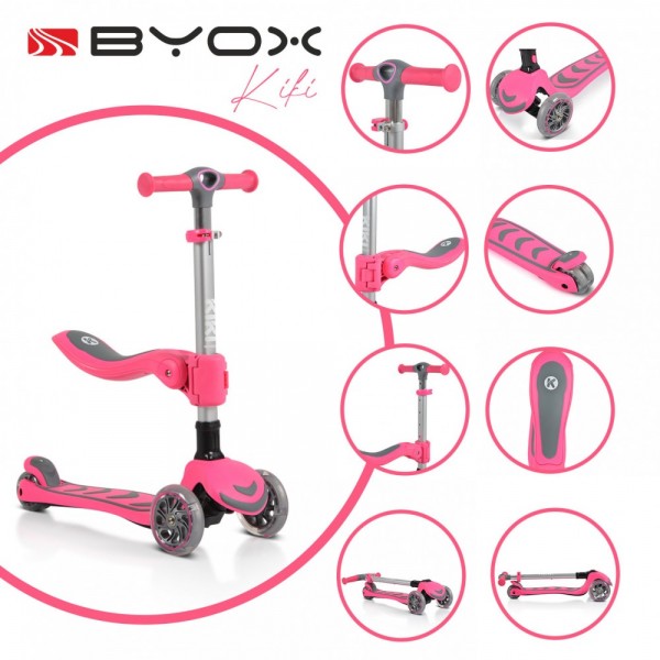 Byox Scooter Αναδιπλούμενο με Κάθισμα Kiki Pink (3800146201920) Byox Scooter Αναδιπλούμενο με Κάθισμα Kiki Pink (3800146201920)