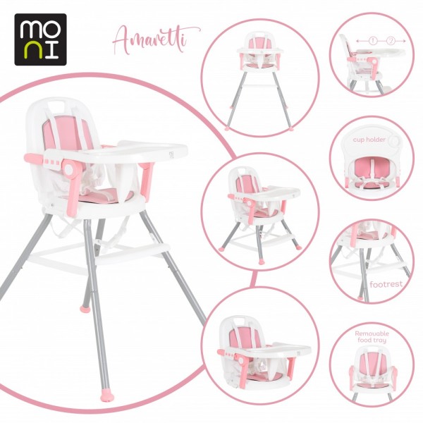 Moni Καρεκλάκι Φαγητού 3 in 1 Amaretti Pink (3801005151387) Moni Καρεκλάκι Φαγητού 3 in 1 Amaretti Pink (3801005151387)
