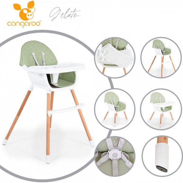 Cangaroo Ξύλινο Καρεκλάκι Φαγητού 2 in 1 Gelato Mint (3801005151684) Cangaroo Ξύλινο Καρεκλάκι Φαγητού 2 in 1 Gelato Mint (3801005151684)