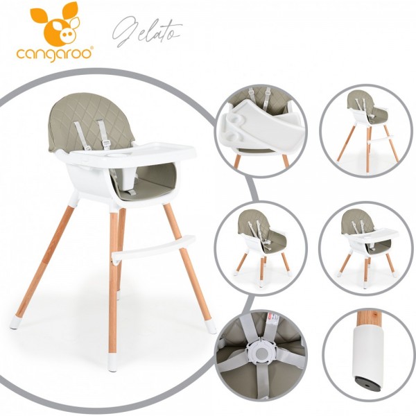 Cangaroo Ξύλινο Καρεκλάκι Φαγητού 2 in 1 Gelato Grey (3801005151691) Cangaroo Ξύλινο Καρεκλάκι Φαγητού 2 in 1 Gelato Grey (3801005151691)