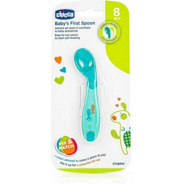 Chicco Βρεφικό Κουτάλι από Σιλικόνη Mint για 8+ μηνών (F01-16100-20) Chicco Βρεφικό Κουτάλι από Σιλικόνη Mint για 8+ μηνών (F01-16100-20)