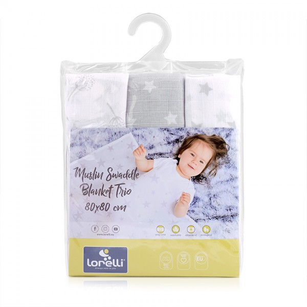 Loreeli Swaddle Blanket 80x80 cm Musselina Trio Mix Grey (10340102307) Loreeli Swaddle Blanket 80x80 cm Musselina Trio Mix Grey (10340102307)