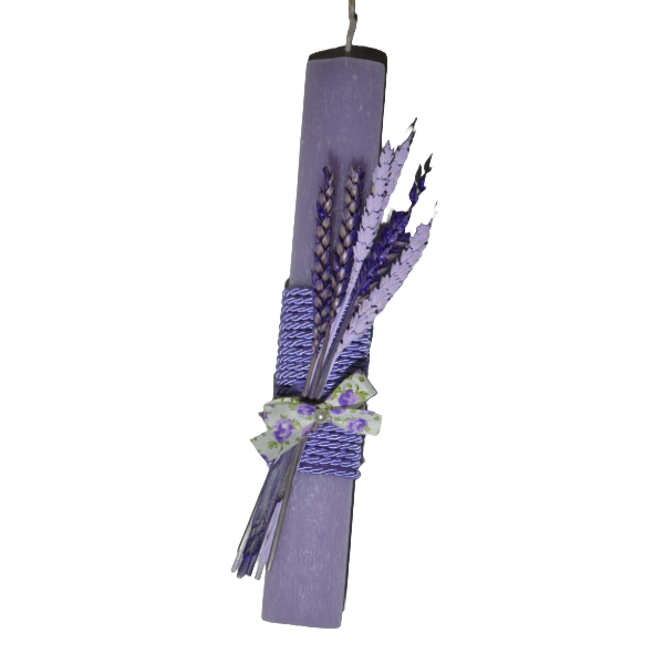 Χειροποίητη Αρωματική Λαμπάδα Με Μπουκέτο Λουλουδιών απο Στάχυ Μωβ (2026008) Χειροποίητη Αρωματική Λαμπάδα Με Μπουκέτο Λουλουδιών απο Στάχυ Μωβ (2026008)