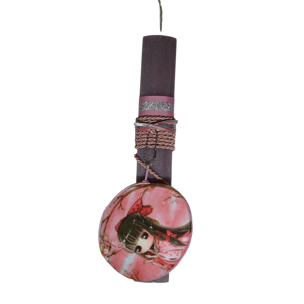 Χειροποίητη Αρωματική Λαμπάδα με Φούξια πορτοφολάκι (2026037) Χειροποίητη Αρωματική Λαμπάδα με Φούξια πορτοφολάκι (2026037)