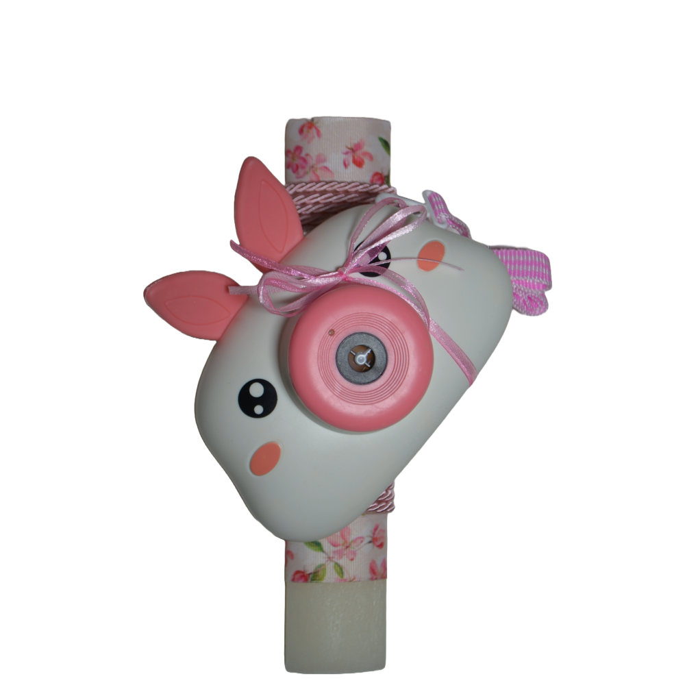 Χειροποίητη Αρωματική Λαμπάδα Γουρουνάκι με σαπουνόφουσκες (2026102)