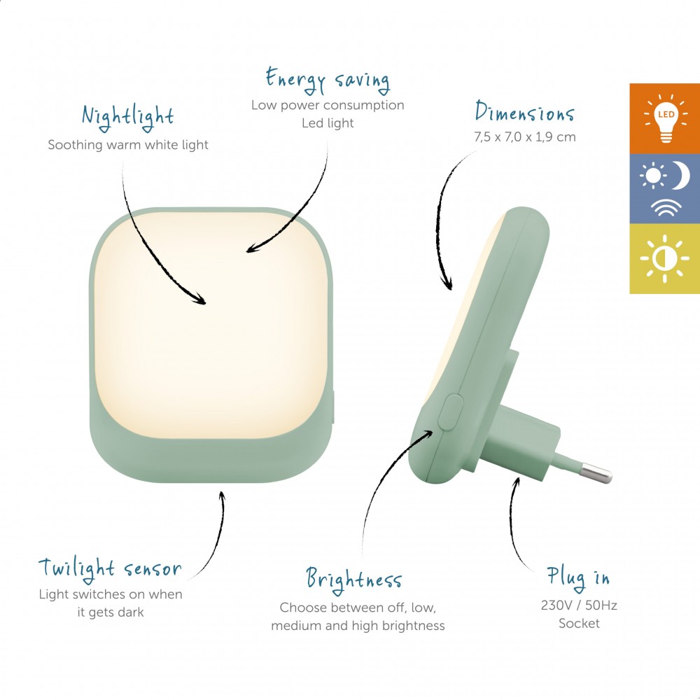 ZAZU Socket Light Φωτάκι Πρίζας Led με Αισθητήρα Νυκτός Μέντα (ZA-SOCKET-02) ZAZU Socket Light Φωτάκι Πρίζας Led με Αισθητήρα Νυκτός Μέντα (ZA-SOCKET-02)