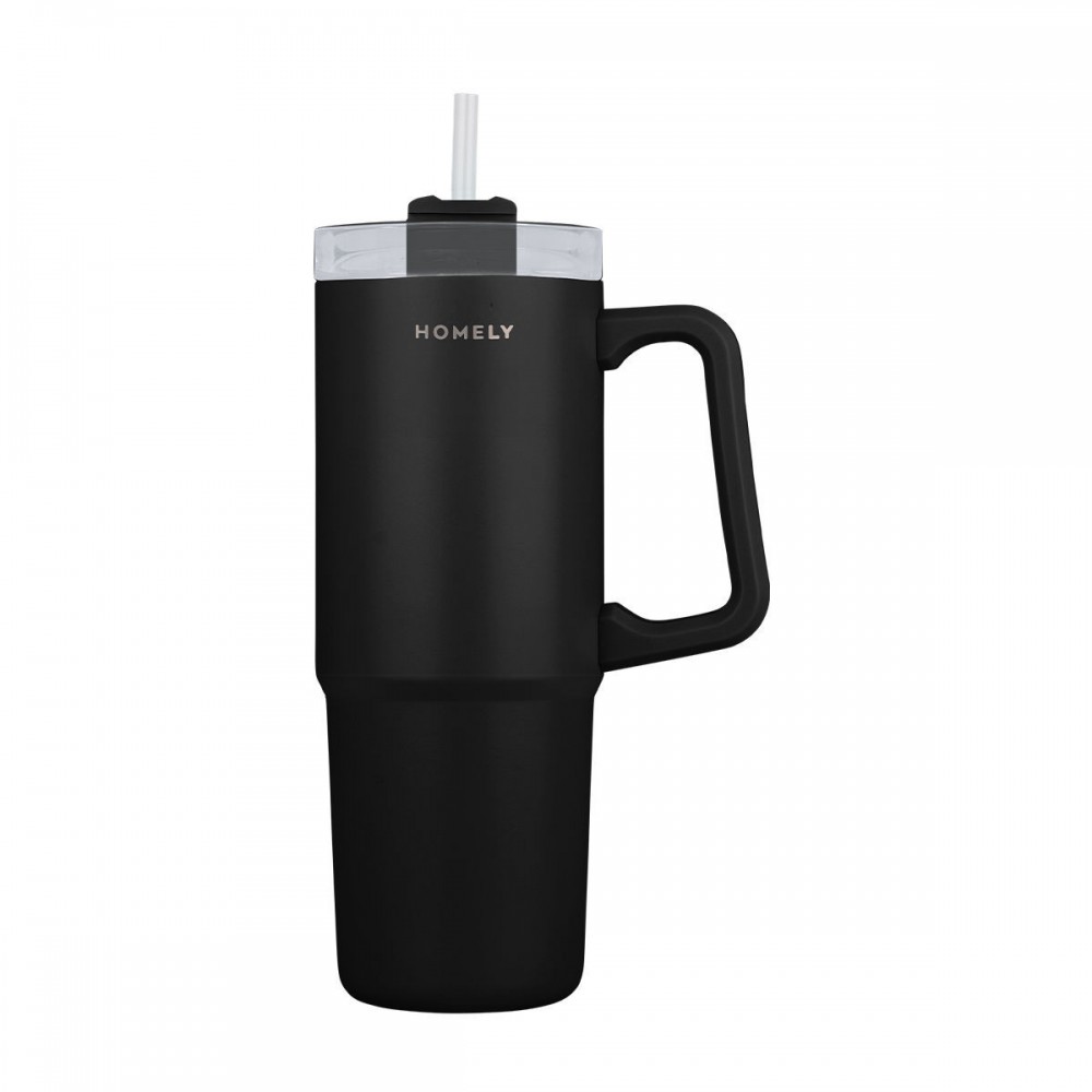 Estia θερμός Straw Tumbler Homely 900ml  Midnight Black (01-34498)  Estia θερμός Straw Tumbler Homely 900ml  Midnight Black (01-34498)