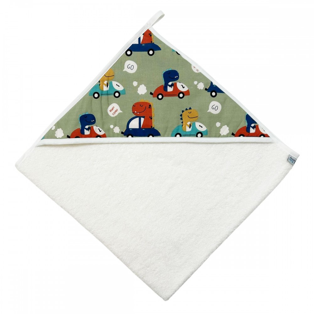 Bunnybebe Βρεφική μπέρτα με κουκούλα (75 X 75)  Dino Πράσινο (886-DINO-ΠΡΑΣΙΝΟ)