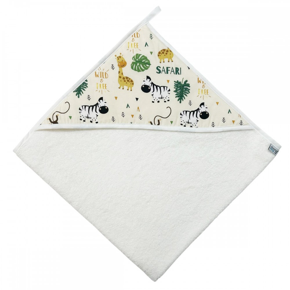 Bunnybebe Βρεφική μπέρτα με κουκούλα (75 X 75)  Safari Ecru (886-SAFARI-ΕΚΡΟΥ)