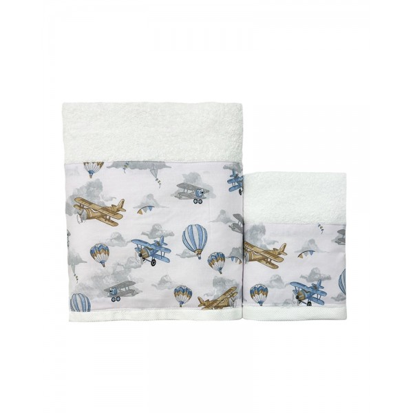 BunnyBebe Βρεφικές Πετσέτες Σετ 2 τεμαχίων (50×90, 70×140), 500gsm Planes (994-PLANES) BunnyBebe Βρεφικές Πετσέτες Σετ 2 τεμαχίων (50×90, 70×140), 500gsm Planes (994-PLANES)
