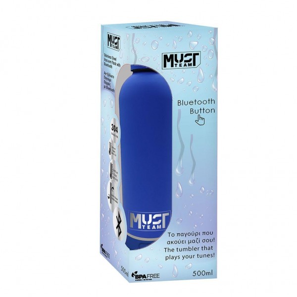 Must Παγούρι Θερμός Ανοξείδωτο Μπλε 500 ml με bluetooth (000587503)