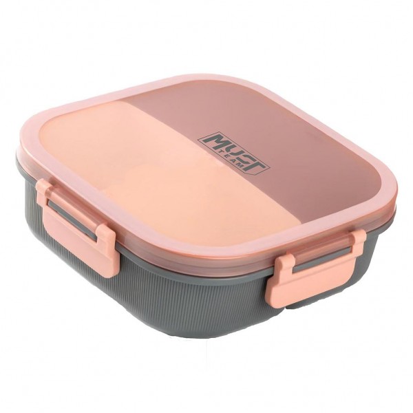 Must Πλαστικό Φαγητοδοχείο 1100ml PP με κουτάλι 19x19x6,3 εκ. Ροζ (000587534)