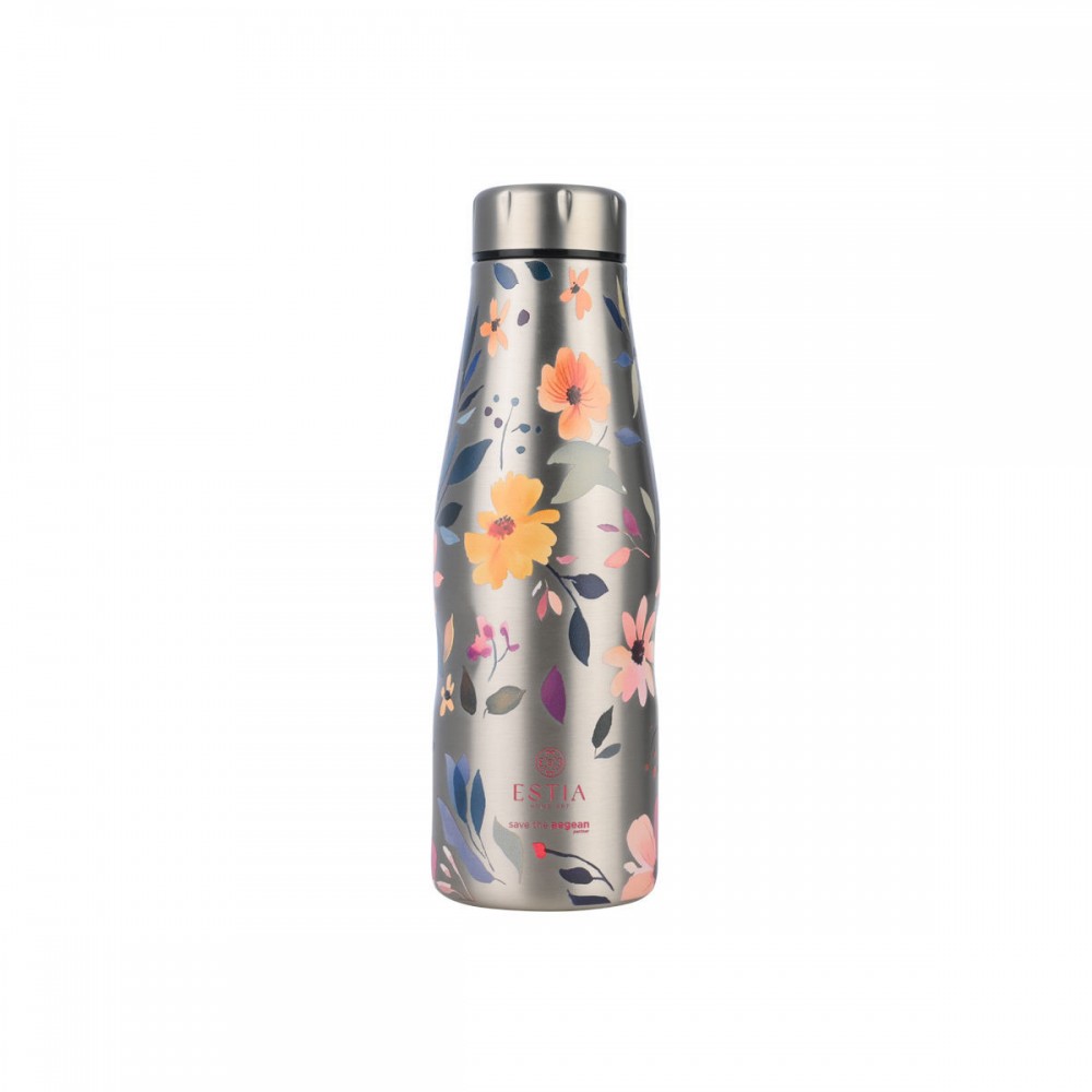 Estia θερμός Travel Flask Save The Aegean 500ml Silver Botanic (01-31633) Estia θερμός Travel Flask Save The Aegean 500ml Silver Botanic (01-31633)