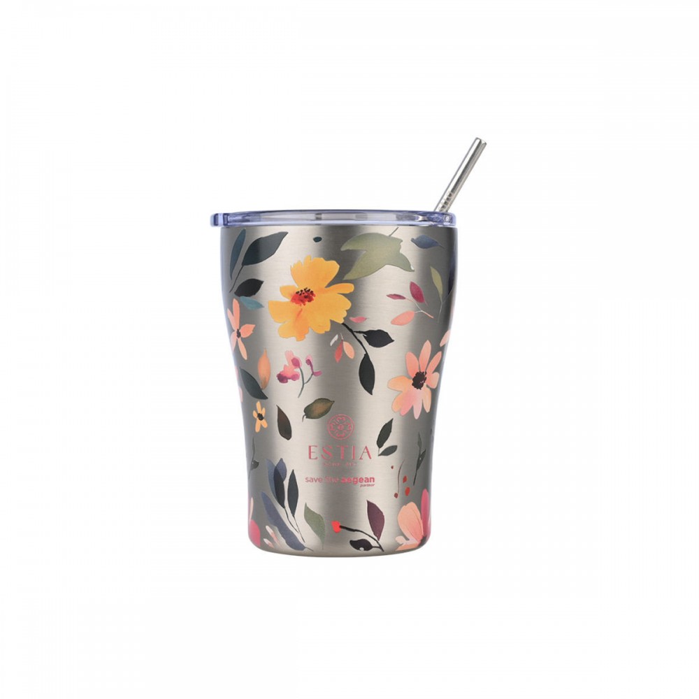 Estia θερμός Coffee Mugs 350ml Silver Botanic (01-31787) Estia θερμός Coffee Mugs 350ml Silver Botanic (01-31787)