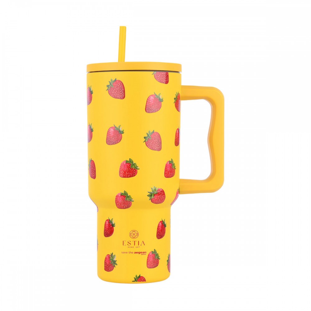 Estia θερμός Straw Tumbler XL Save The Aegean 900ml Berry Bright (01-32029) Estia θερμός Straw Tumbler XL Save The Aegean 900ml Berry Bright (01-32029)