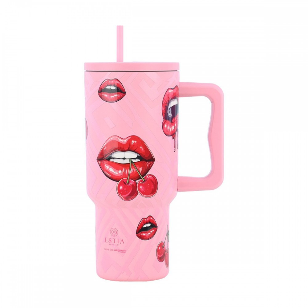 Estia θερμός Straw Tumbler XL Save The Aegean 900ml Blush Pop (01-32067) Estia θερμός Straw Tumbler XL Save The Aegean 900ml Blush Pop (01-32067)