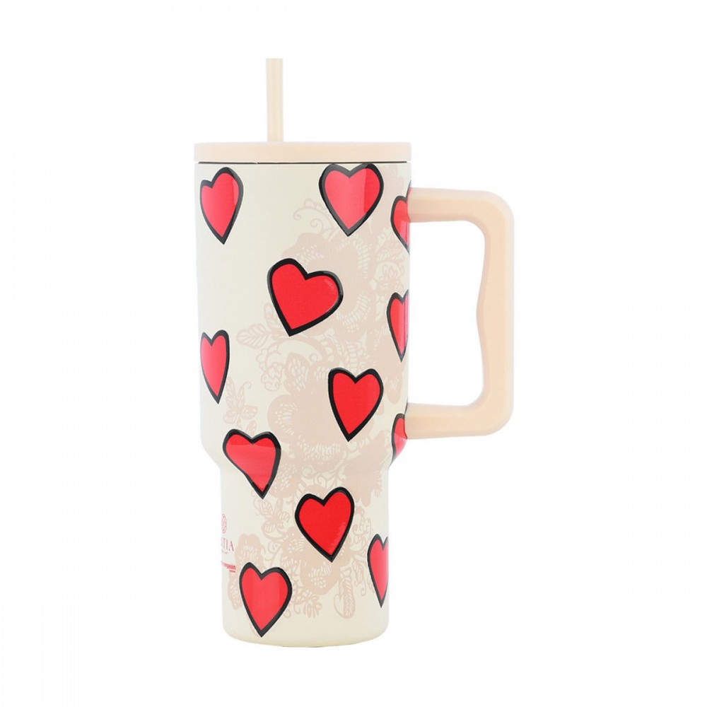 Estia θερμός Straw Tumbler XL Save The Aegean 900ml Tender Lace (01-32074)  Estia θερμός Straw Tumbler XL Save The Aegean 900ml Tender Lace (01-32074)