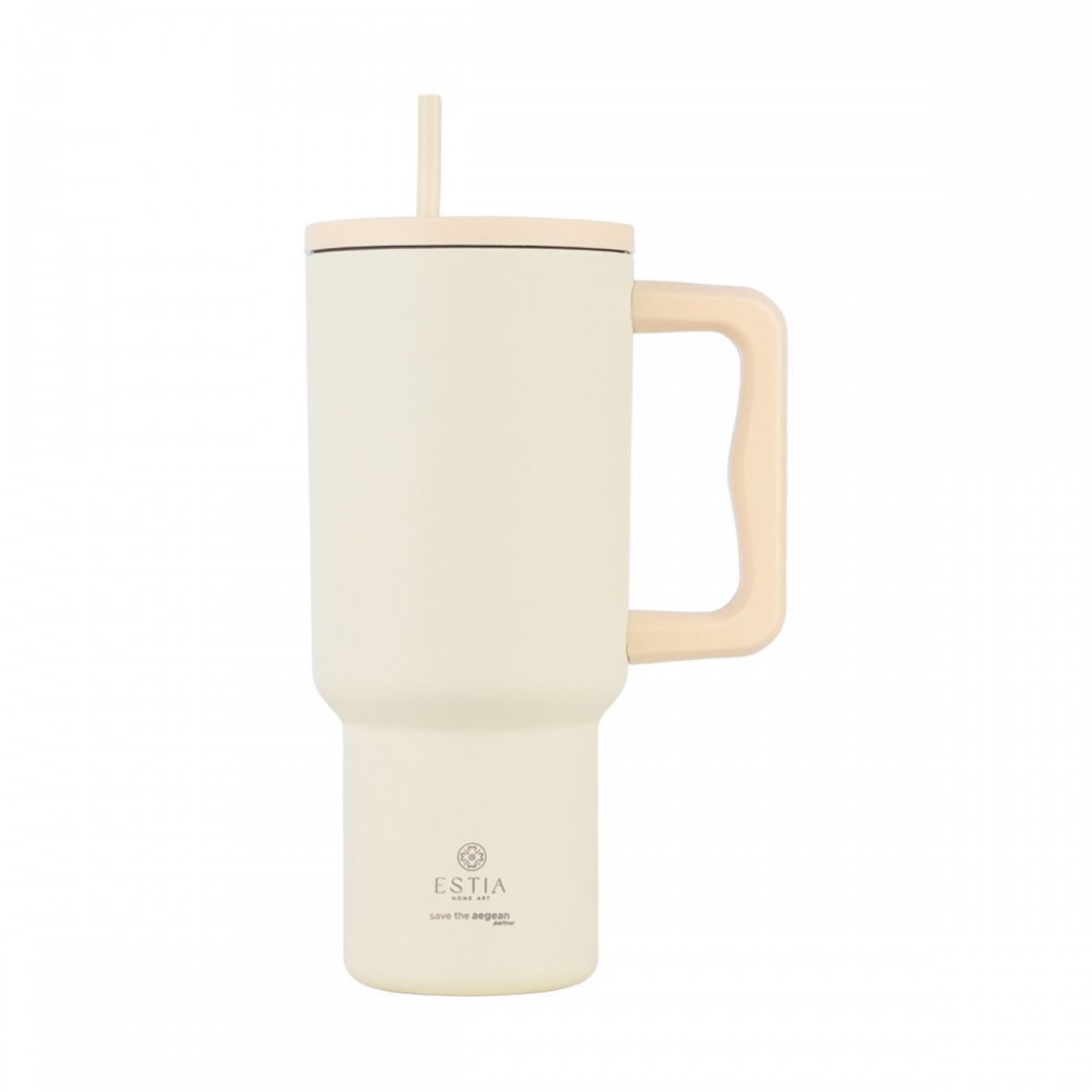 Estia θερμός Straw Tumbler XL Save The Aegean 900ml Lily White (01-32128) Estia θερμός Straw Tumbler XL Save The Aegean 900ml Lily White (01-32128)