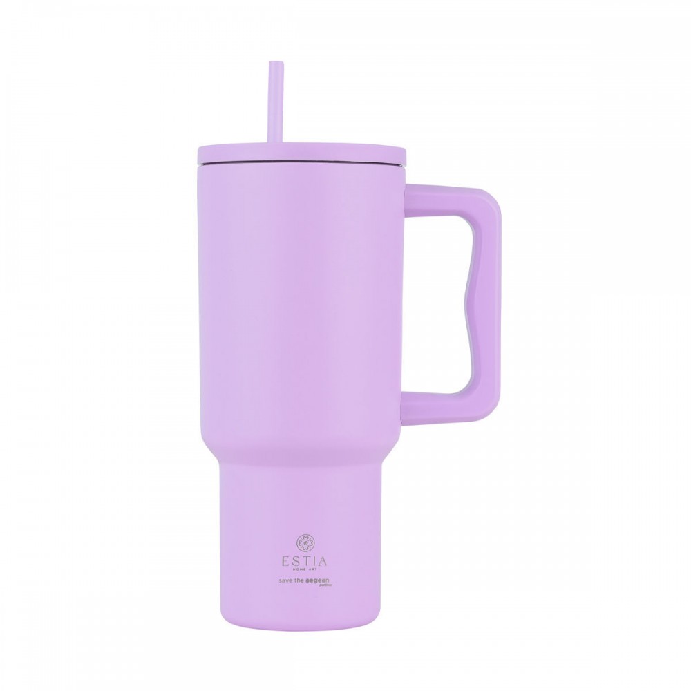 Estia θερμός Straw Tumbler XL Save The Aegean 900ml Levander Purple (01-32159) Estia θερμός Straw Tumbler XL Save The Aegean 900ml Levander Purple (01-32159)