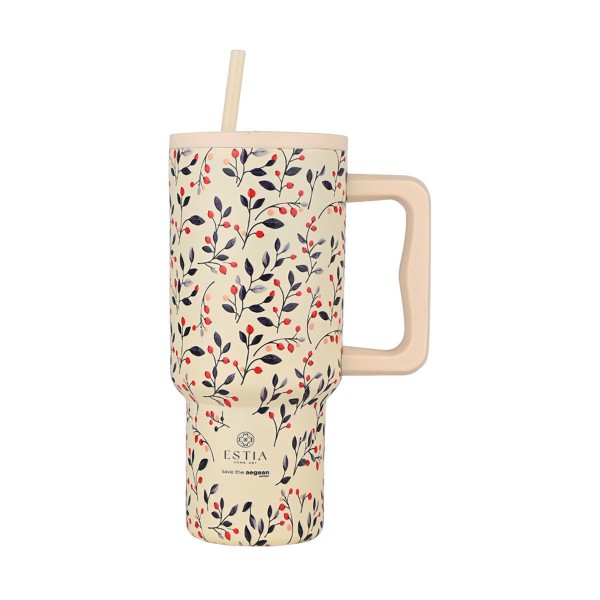  Estia θερμός Straw Tumbler XL Save The Aegean 900ml Bloom Beige (01-35181)