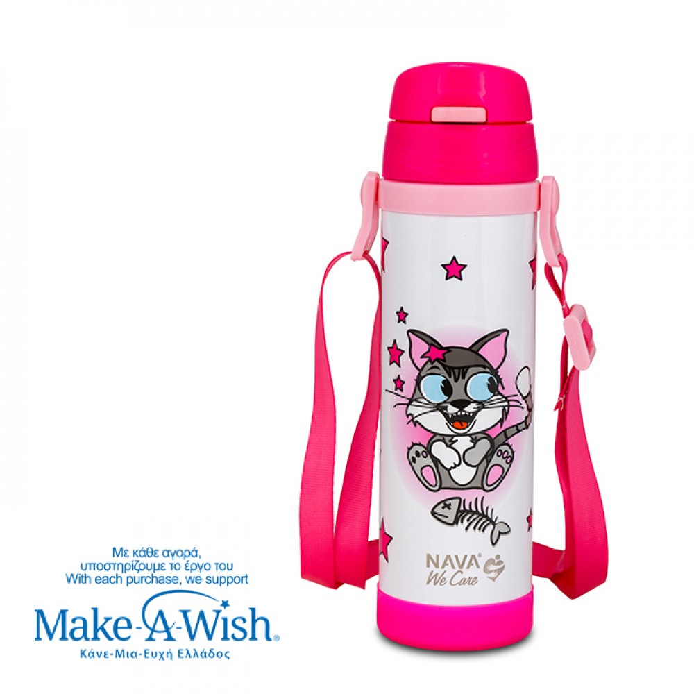 Nava Παγούρι θερμός ανοξείδωτο "We Care", Kitty 500ml (10-001-021)