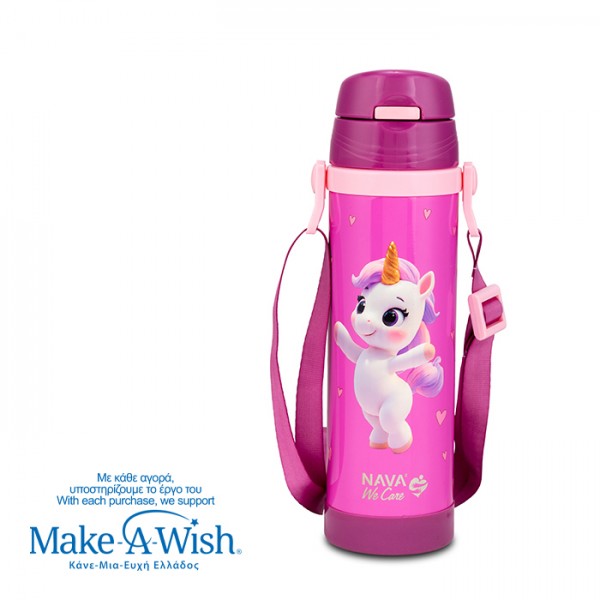 Nava Παγούρι θερμός ανοξείδωτο "We Care", Pink Unicorn 500ml (10-001-022)