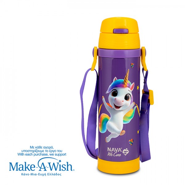 Nava Παγούρι θερμός ανοξείδωτο "We Care", Purple Unicorn 500ml (10-001-023)