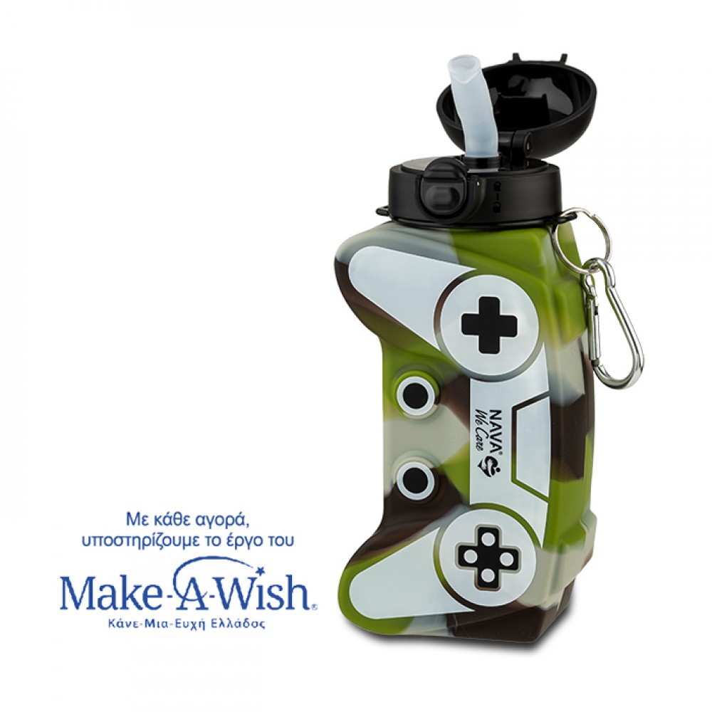 Nava Μπουκάλι νερού σιλικόνης καφέ μπάλα army game joystick "We Care" 600ml (10-006-025) Nava Μπουκάλι νερού σιλικόνης καφέ μπάλα army game joystick "We Care" 600ml (10-006-025)