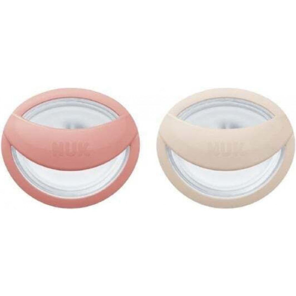 Nuk Πιπίλες Σιλικόνης Mommy Feel για 0-6 μηνών με Θήκη Beige & Red 2τμχ (10175339)
