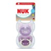 Nuk First Choice Classic Ορθοδοντικές Πιπίλες Σιλικόνης Νυκτός με Θήκη Μωβ για 0-6 μηνών 2τμχ (10175397)