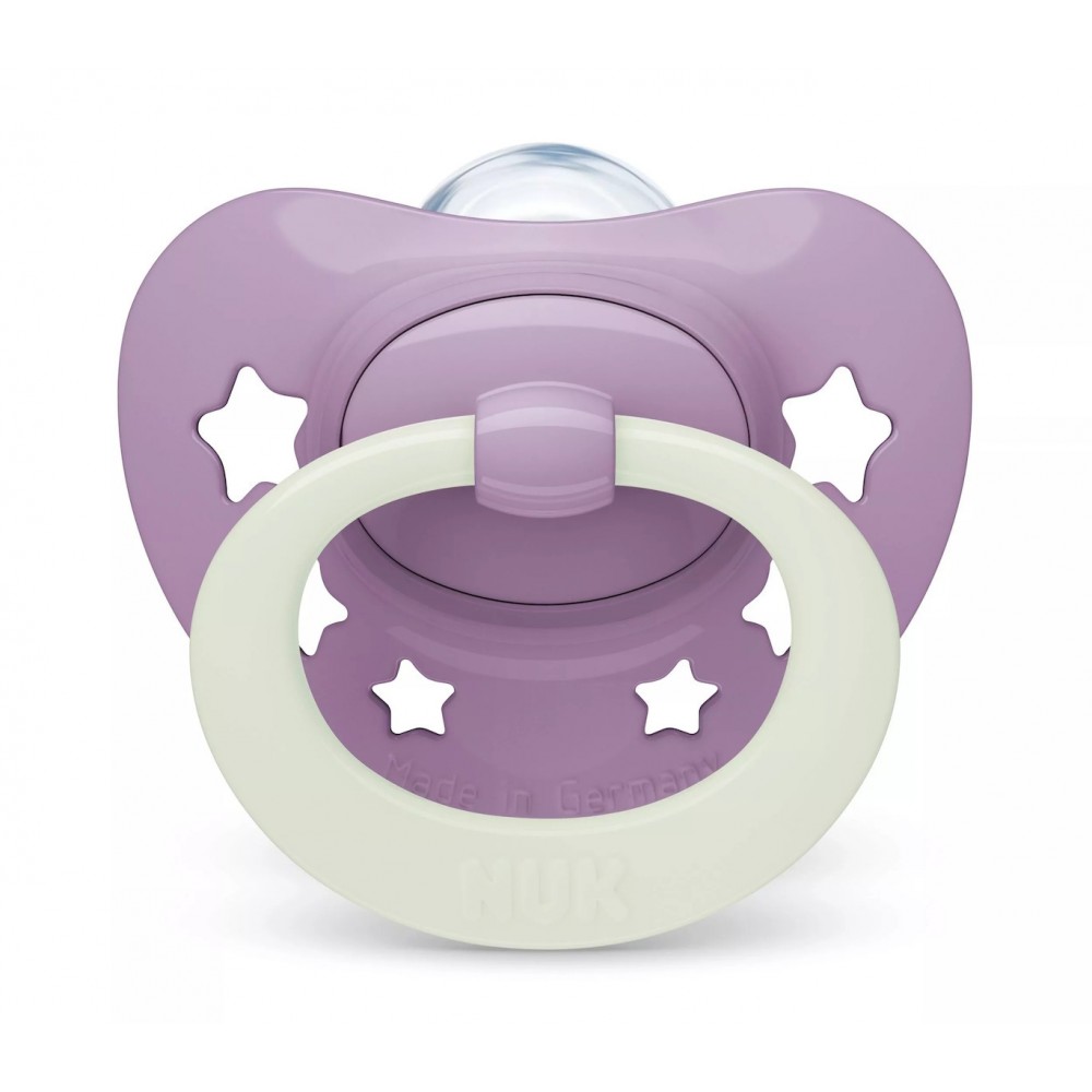Nuk First Choice Classic Ορθοδοντικές Πιπίλες Σιλικόνης Νυκτός με Θήκη Μωβ για 0-6 μηνών 2τμχ (10175397)