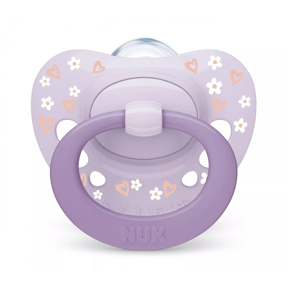 Nuk First Choice Classic Ορθοδοντικές Πιπίλες Σιλικόνης Νυκτός με Θήκη Μωβ για 0-6 μηνών 2τμχ (10175397)