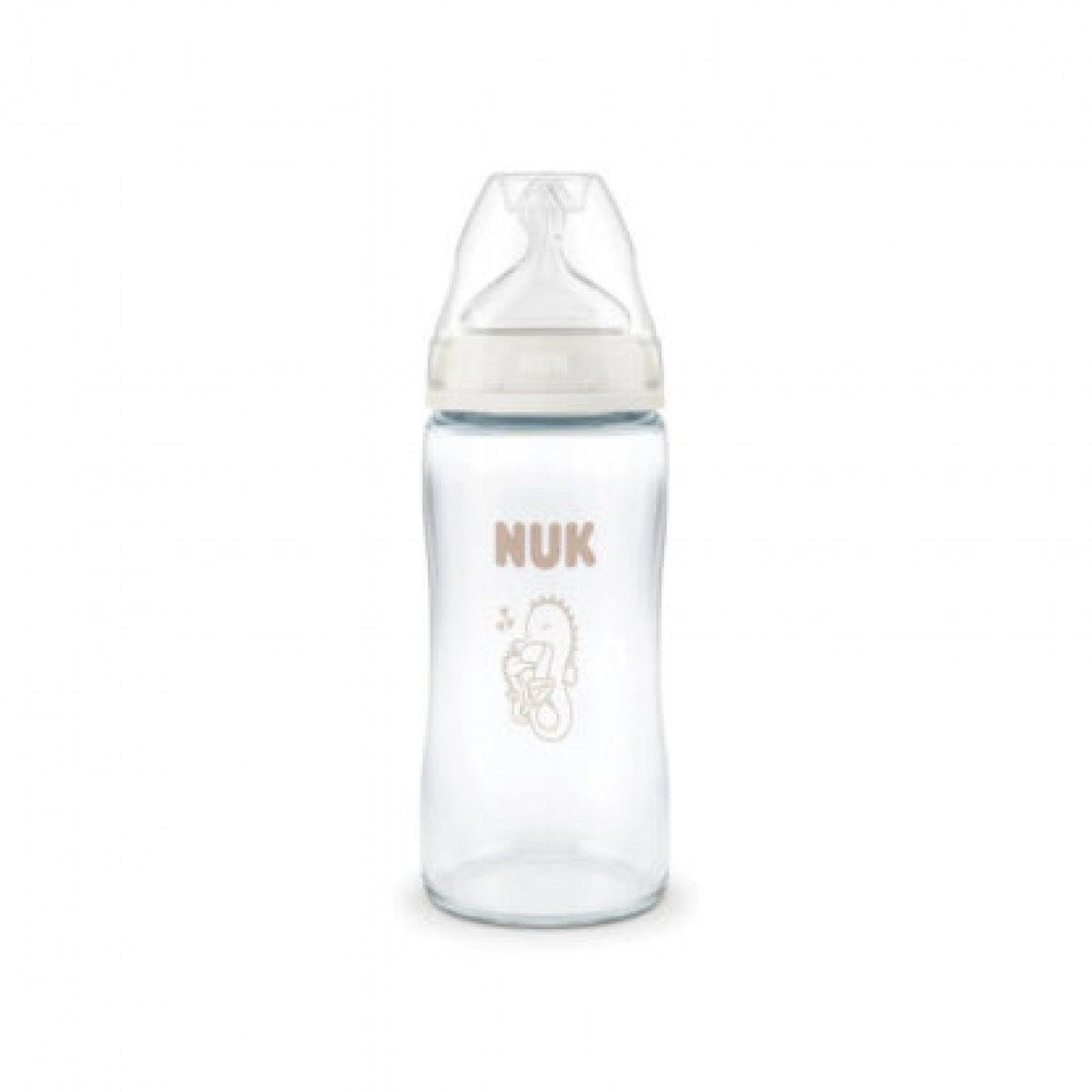 Nuk First Choice Γυάλινο Μπιμπερό 3+m, Seahorse 240ml (10212058)