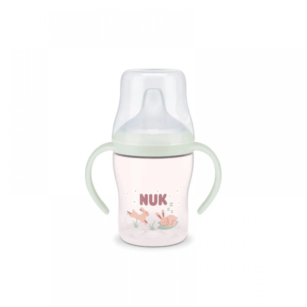 Nuk Perfect Match Night Εκπαιδευτικό Μπιμπερό με Στόμιο Σιλικόνης & 2 Λαβές 6+m, Bunny 150ml (10215387)