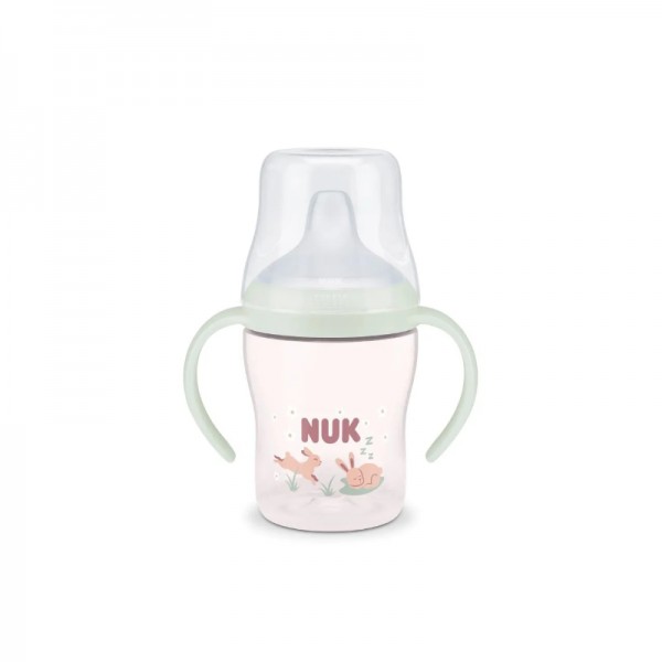 Nuk Perfect Match Night Εκπαιδευτικό Μπιμπερό με Στόμιο Σιλικόνης & 2 Λαβές 6+m, Bunny 150ml (10215387)