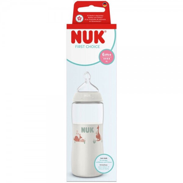 Nuk First Choice Μπιμπερό με Θηλή Σιλικόνης XL για 6+ Μηνών με Σχέδιο Καγκουρό, 360ml (10217004)