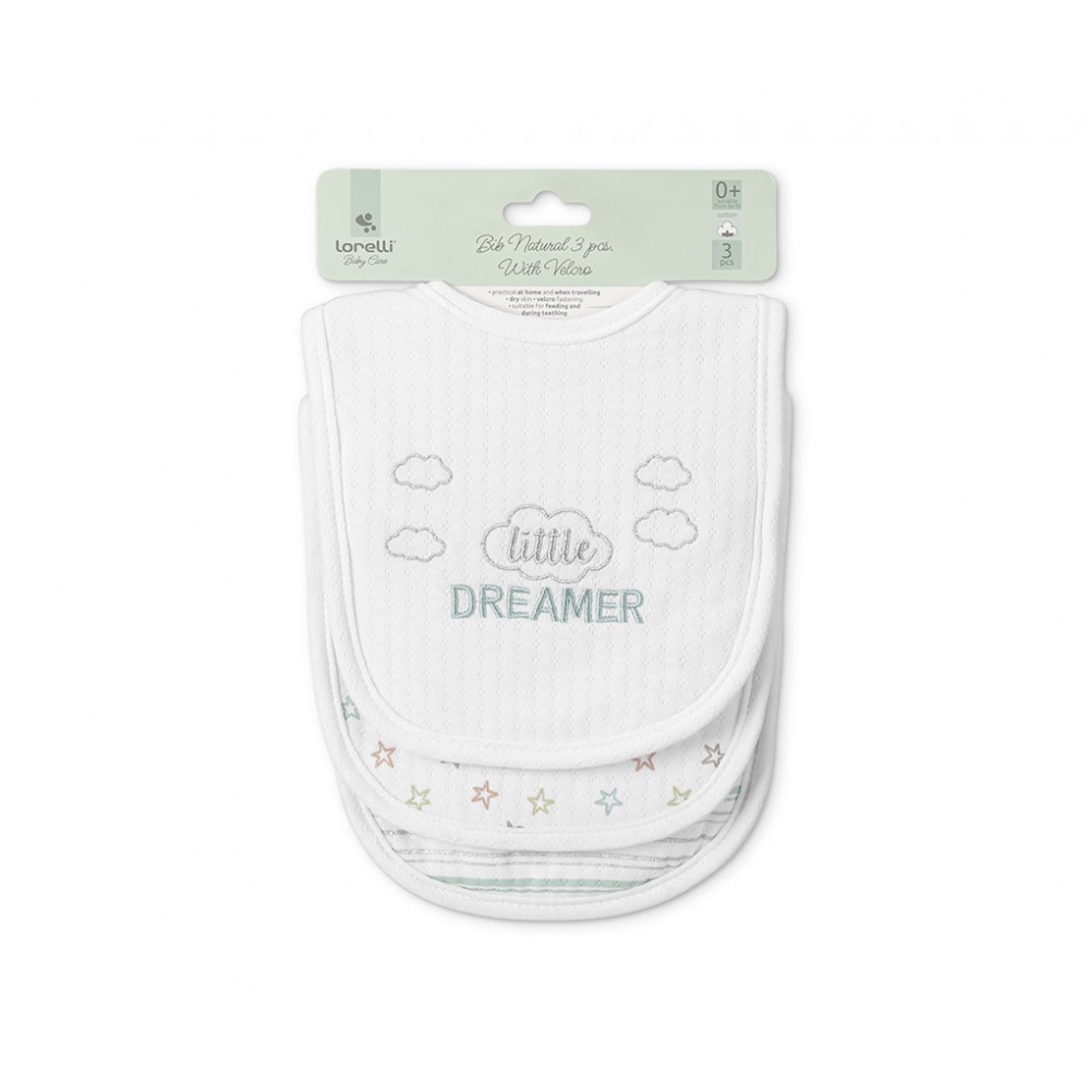 Lorelli Σαλιάρα Βρεφική Σετ 3τμχ. Velcro Unisex White (10260290001)