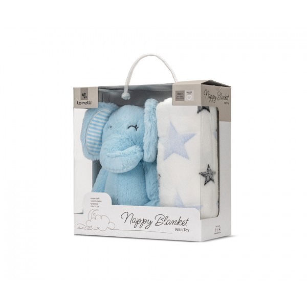Lorelli Σετ Δώρου Κουβέρτα Αγκαλιάς 90/75cm Με Μπλε Ελέφαντα (10340182501) Lorelli Σετ Δώρου Κουβέρτα Αγκαλιάς 90/75cm Με Μπλε Ελέφαντα (10340182501)