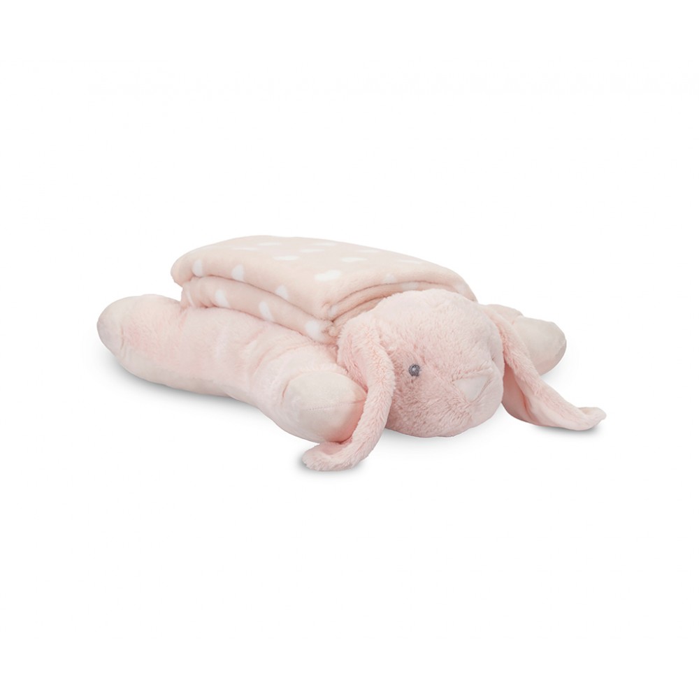 Lorelli Σετ Δώρου Κουβέρτα Αγκαλιάς 90/75cm Poffy Duo Με Μαξιλαράκι Peach Bunny (10340202502)