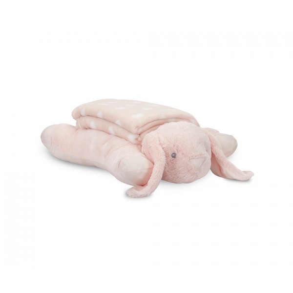 Lorelli Σετ Δώρου Κουβέρτα Αγκαλιάς 90/75cm Poffy Duo Με Μαξιλαράκι Peach Bunny (10340202502)