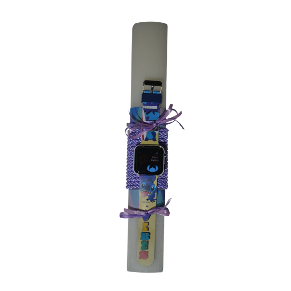 Χειροποίητη Αρωματική Λαμπάδα Με Παιδικό Ψηφιακό Ρολόι Μωβ Τερατάκι (2025095) Χειροποίητη Αρωματική Λαμπάδα Με Παιδικό Ψηφιακό Ρολόι Μωβ Τερατάκι (2025095)