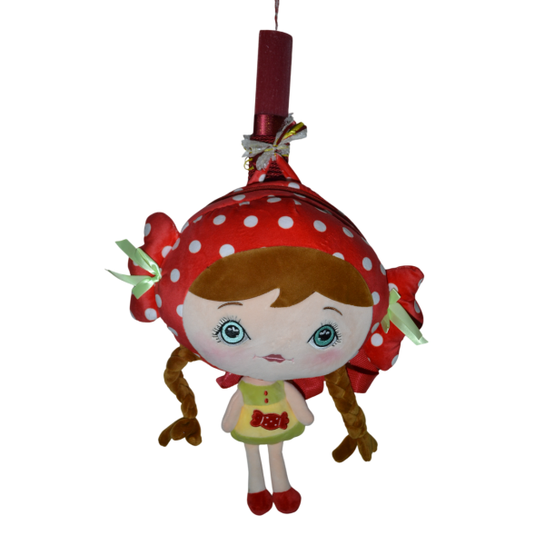 Χειροποίητη Αρωματική Λαμπάδα Τσάντα πλάτης Με Κούκλα Κόκκινη (2025117)