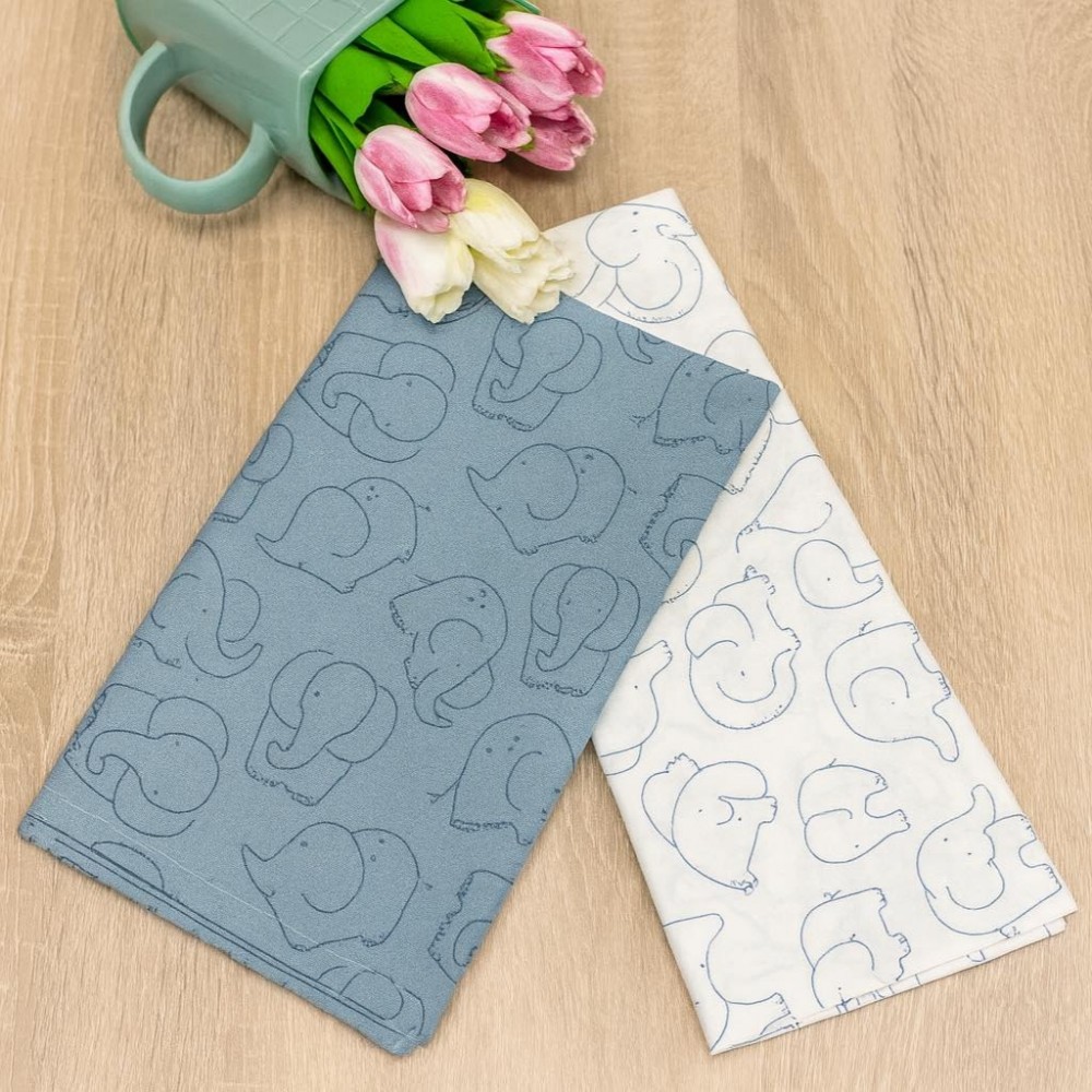 Abo Σετ σεντόνια λίκνου 2τμχ 70*120 Elephant Blue (2815-500)