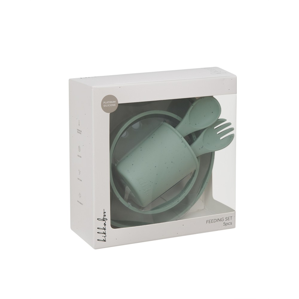 Kikkaboo  Σετ Φαγητού από Σιλικόνη 5 τεμαχίων Platinum Silicone Sage (31302050001)