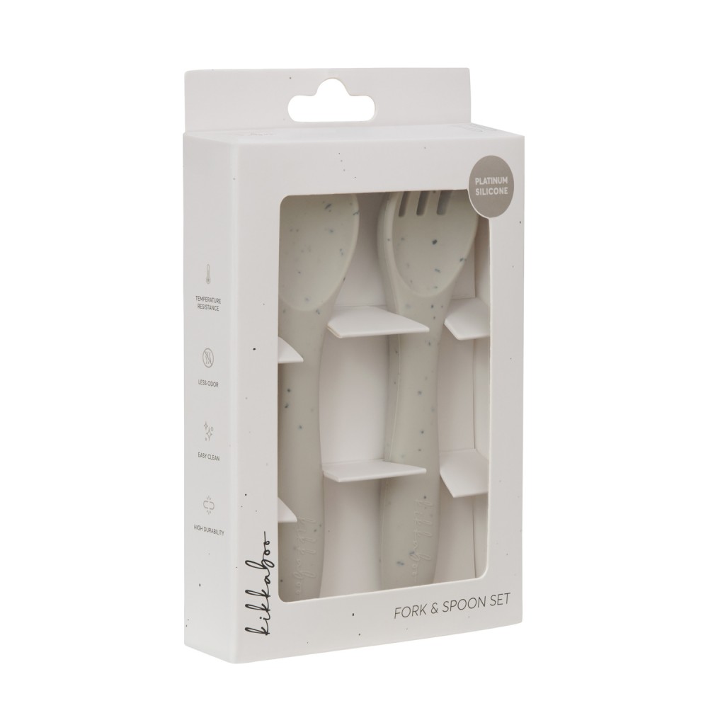 Kikkaboo Σετ Κουτάλι & Πιρούνι από Σιλικόνη Platinum Silicone Sand (31302050015)
