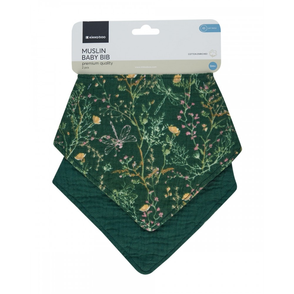 Kikkaboo Σετ σαλιάρες μουσελίνας 2 τεμ. Secret Garden Green (31303030069)